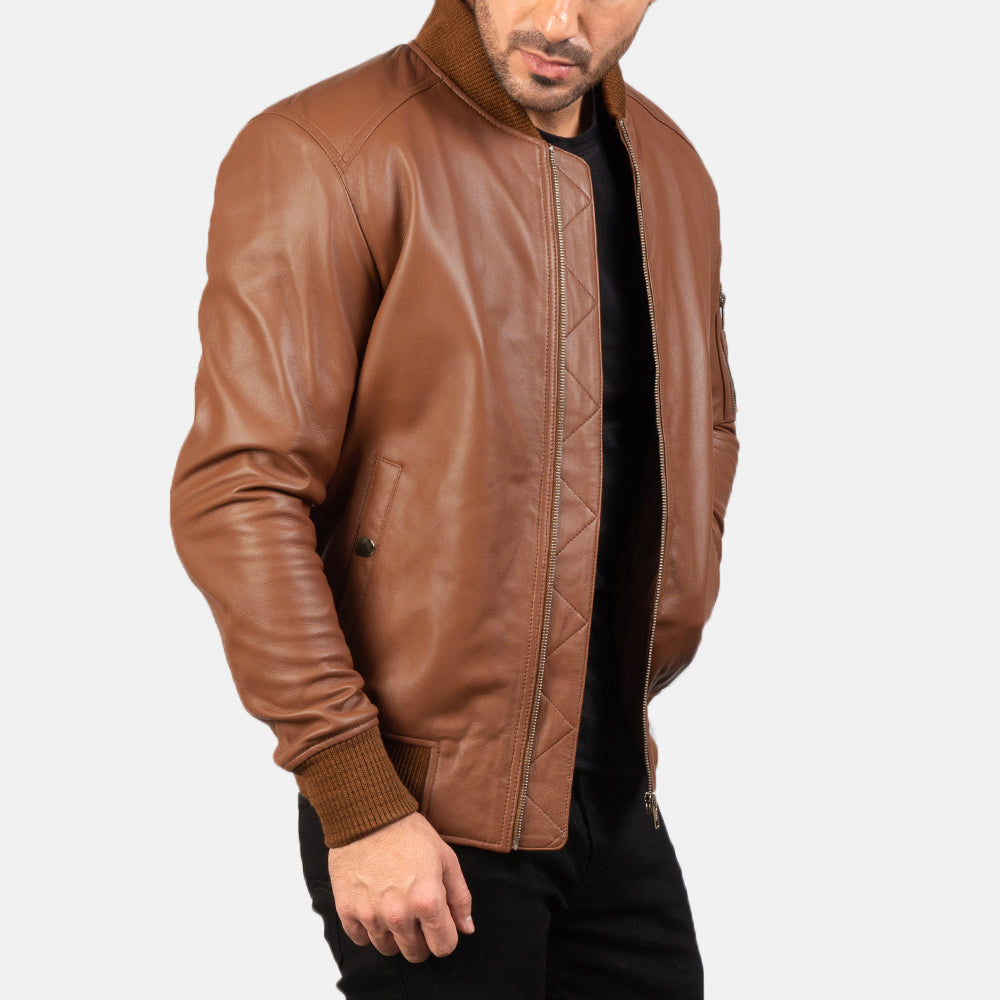 Men's Minimal Bomber Leather Jacket