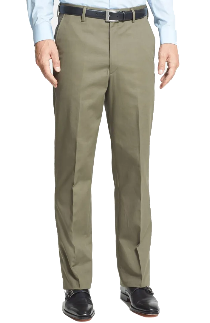Classic Poplin Performance Flat Front Pleated Front Regular Rise Trousers