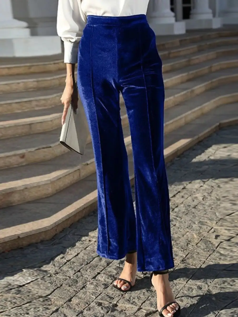 High Waist Wide Leg Velvet Pants