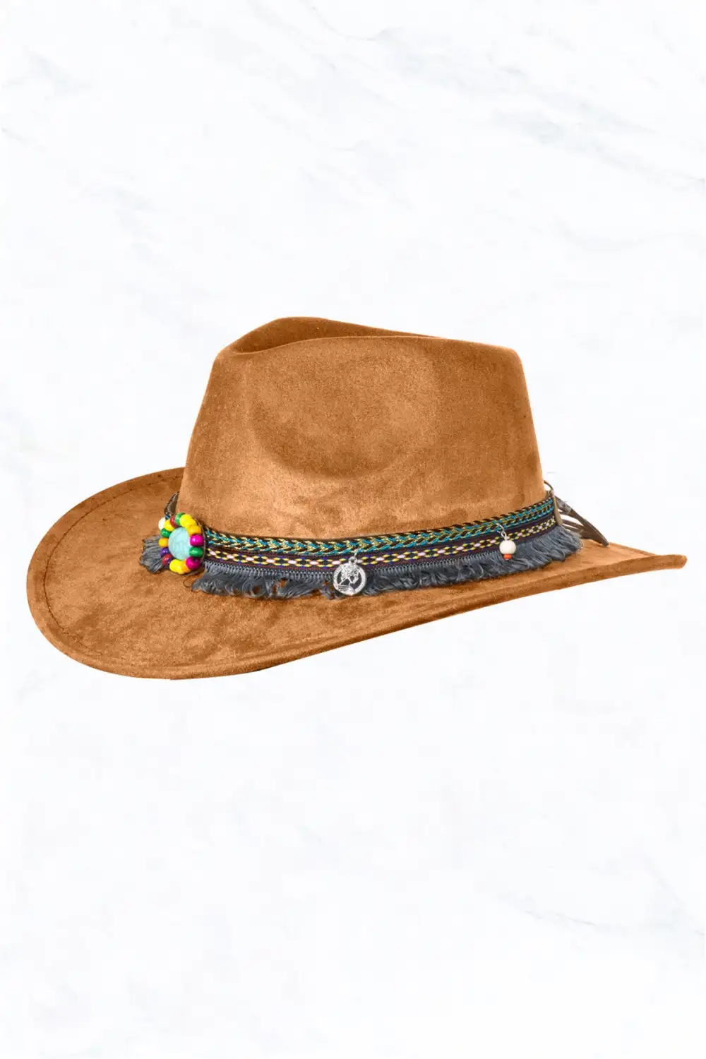 Suede Regular Cowboy Fedora Hat with Native Belt