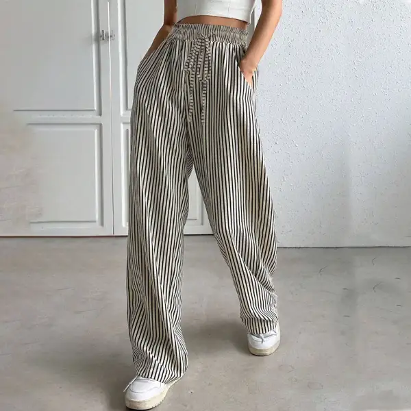 Wide Leg Striped Trousers