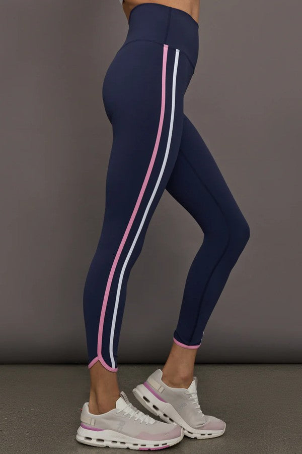 Navy Colorblock Stripe Leggings