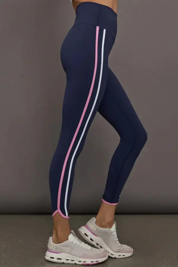 Navy Colorblock Stripe Leggings