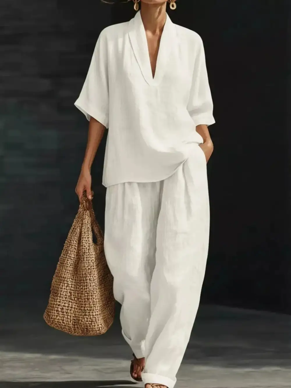 Half Sleeve Loose Fit Top and Pants Set