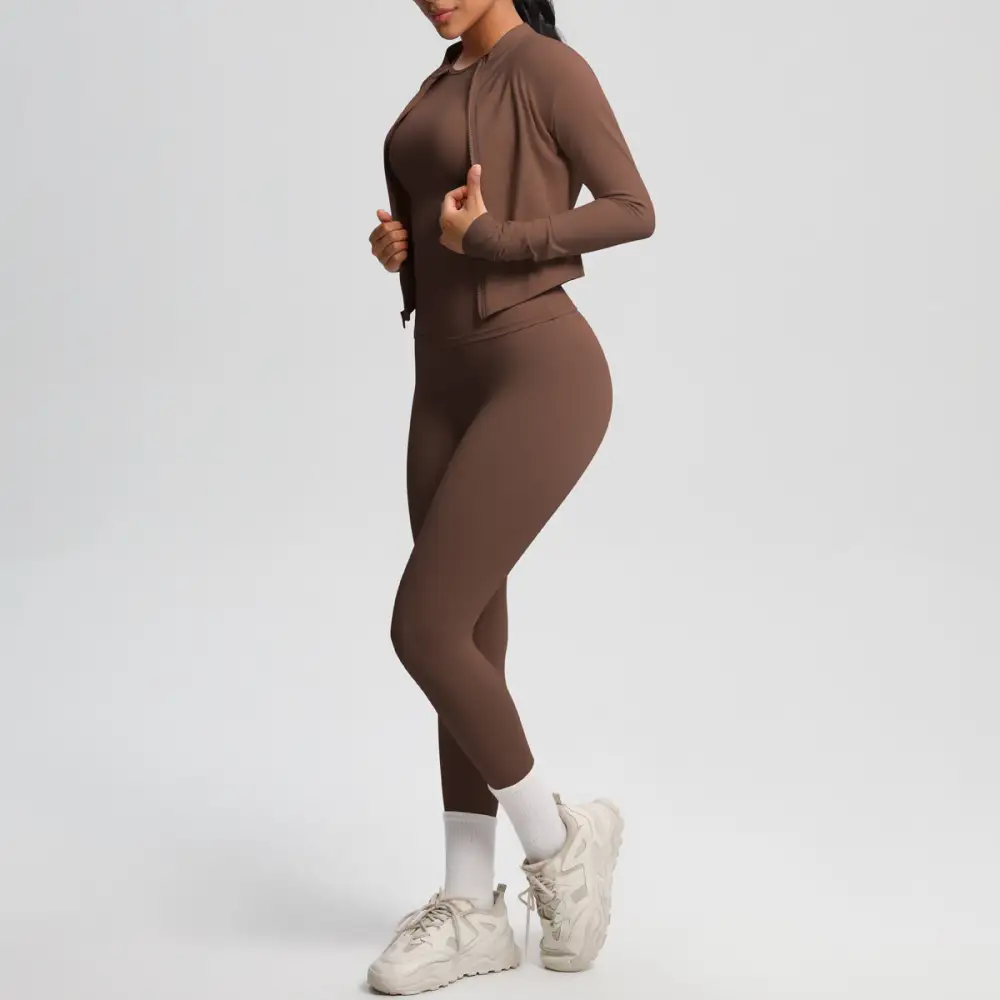 Short-Sleeve Quick-Dry Jacket, Top and Leggings Active Set
