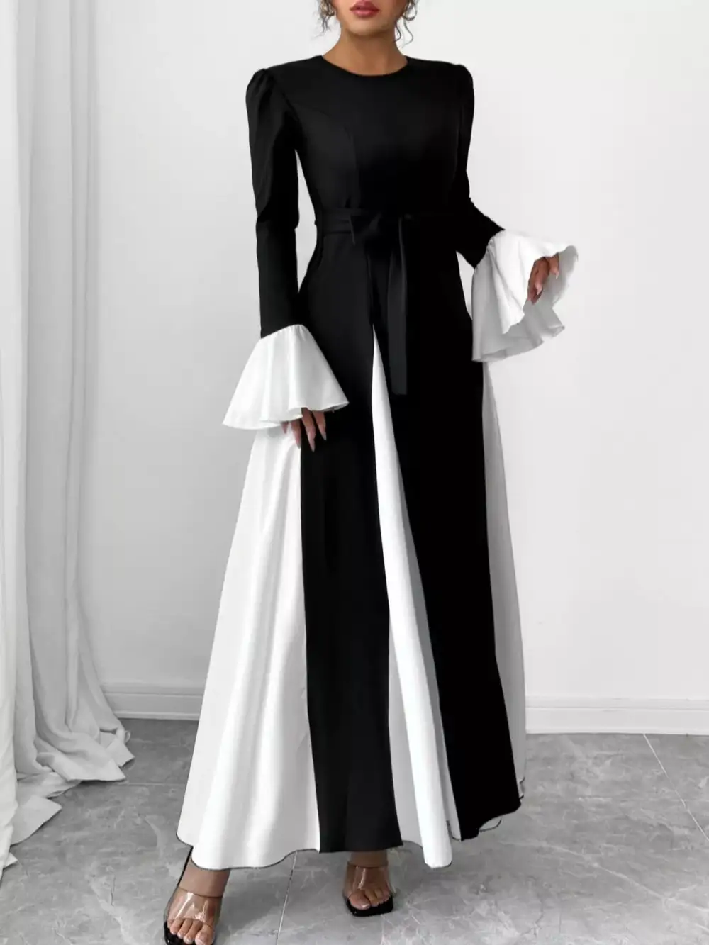 Round Neck Flared Maxi Dress