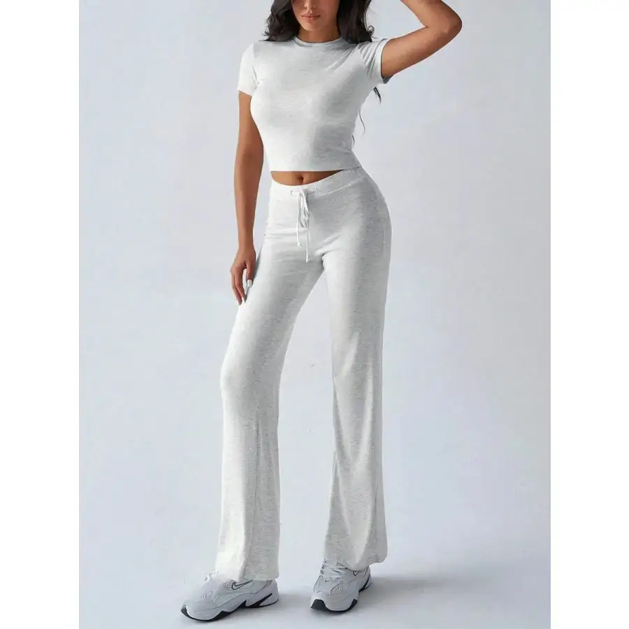 Everyday Round Neck Short Sleeve Top and Pants Set