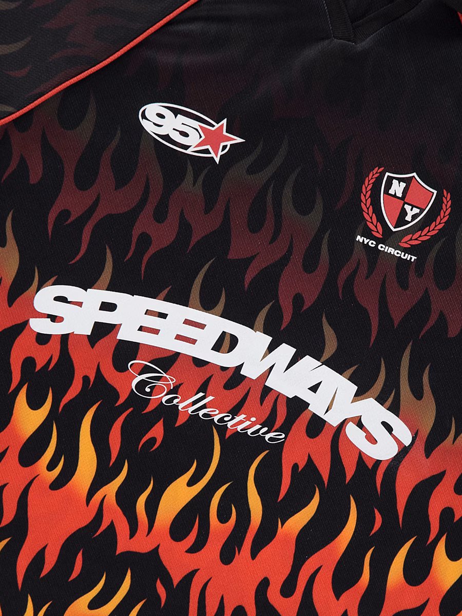Black Flame Speedway Polo Top detail 1