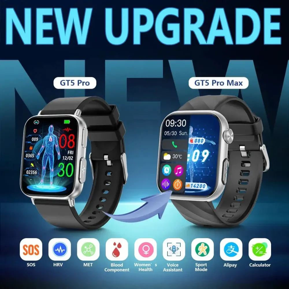 FitVII® GT5 Pro Max Health Watch With Blood Pressure & Blood Sugar & More 2026