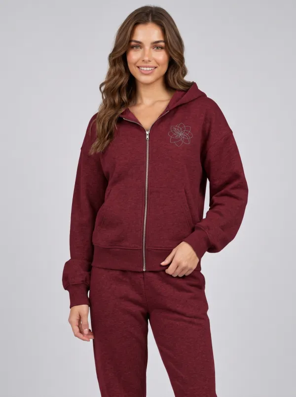 Women's Heather Grey Floral Mandala Graphic Zip-Up Hoodie Jacket & Jogger Set