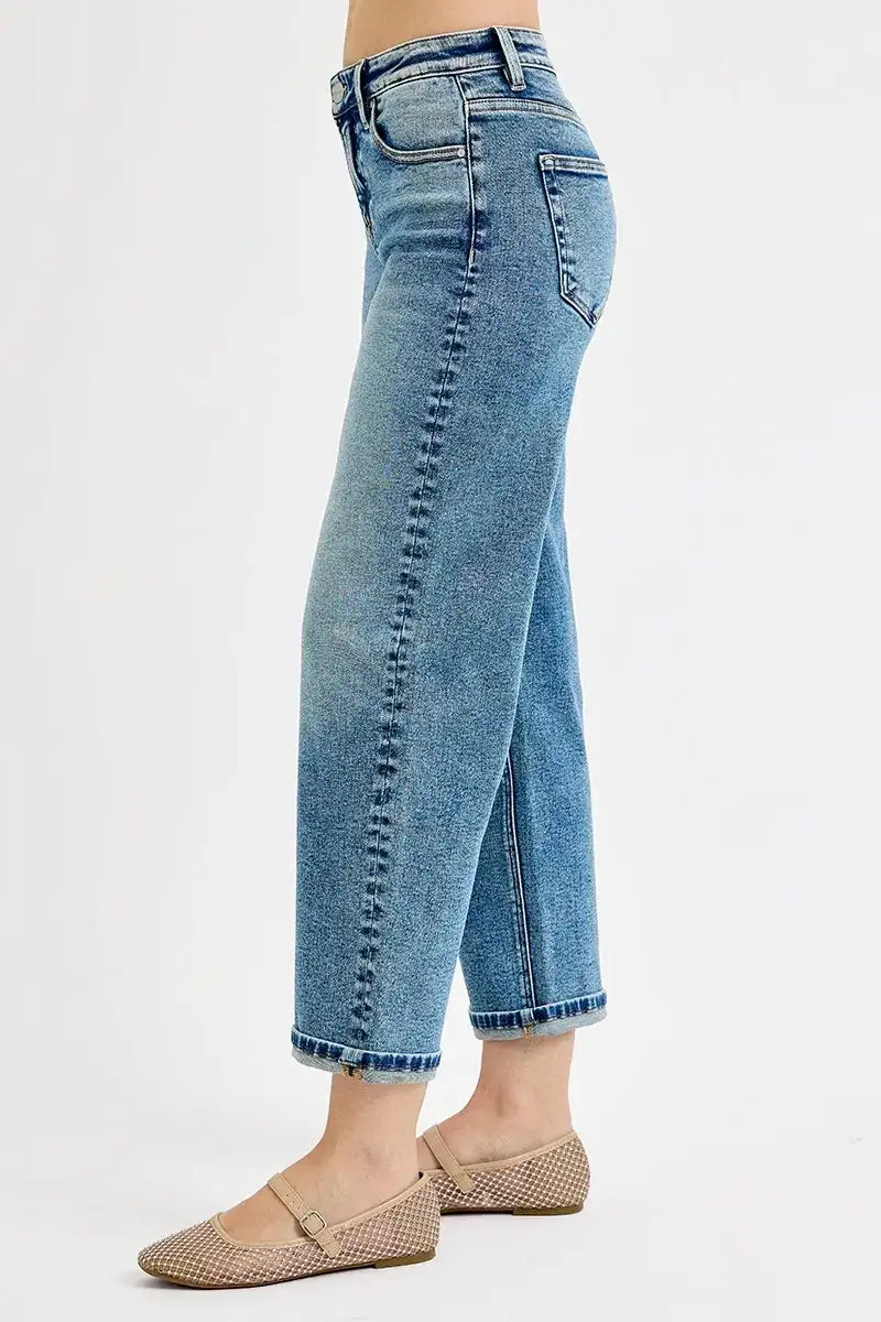 High Rise Crop Boyfriend Plus Denim Jeans