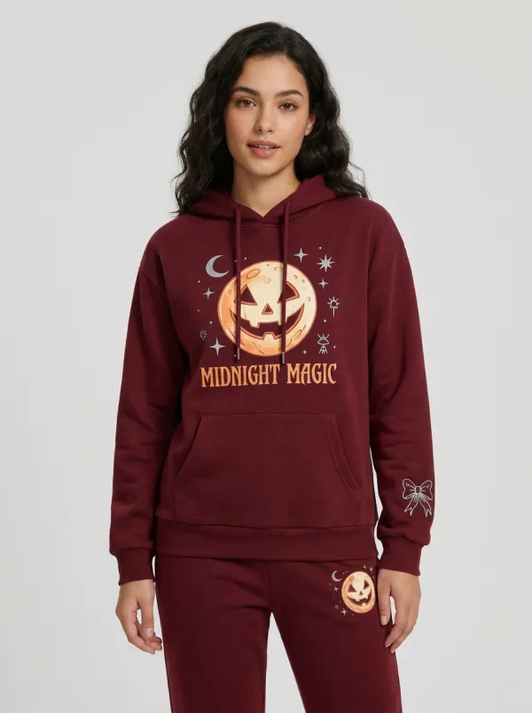 Women's Halloween Midnight Magic Pumpkin Printed Lounge Set