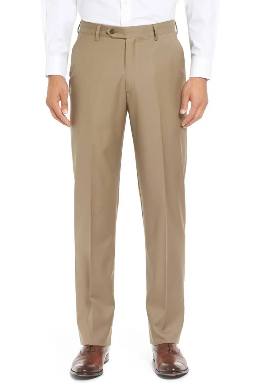Tailored Gabardine Tropical Weave Flannel Flat Front Pleated Front Trousers