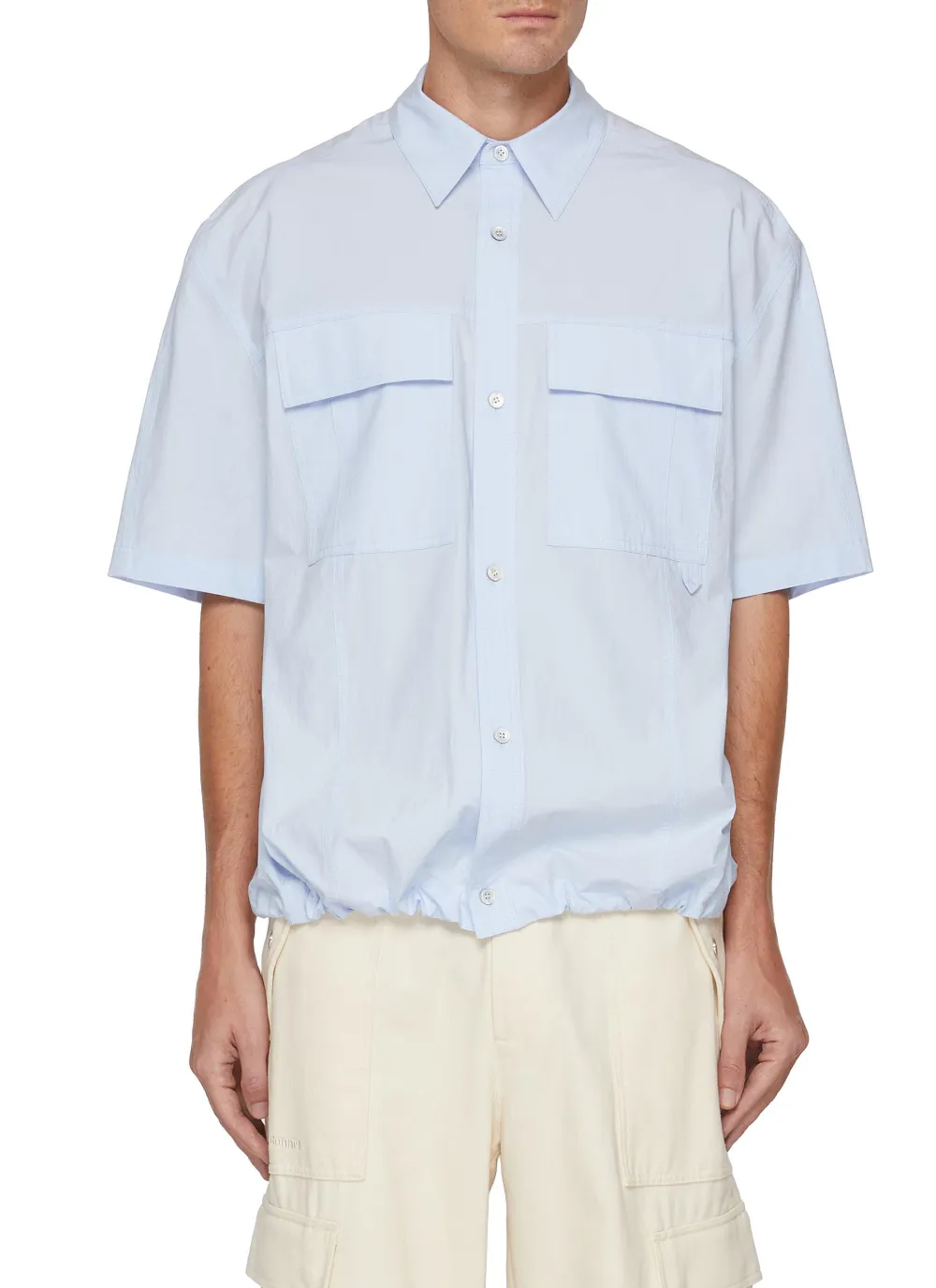Versatile Soft Loose Button Light Blue Cotton Shirt