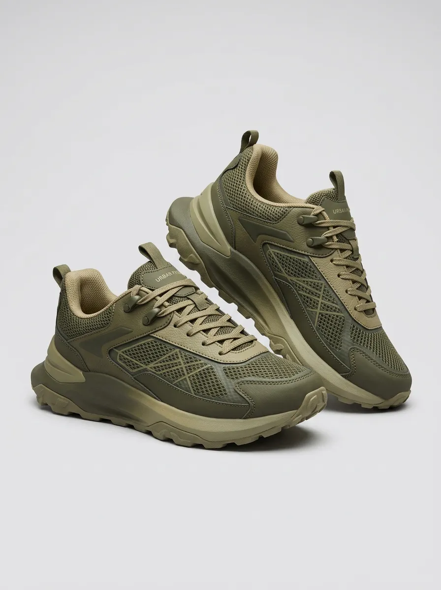 Tactical-Inspired Mesh-Panel Casual Sneakers