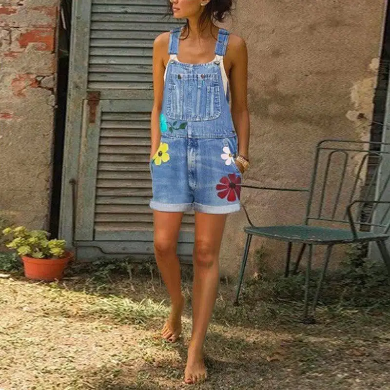 Printed Women' Printed Slim Fit Bib Shorts