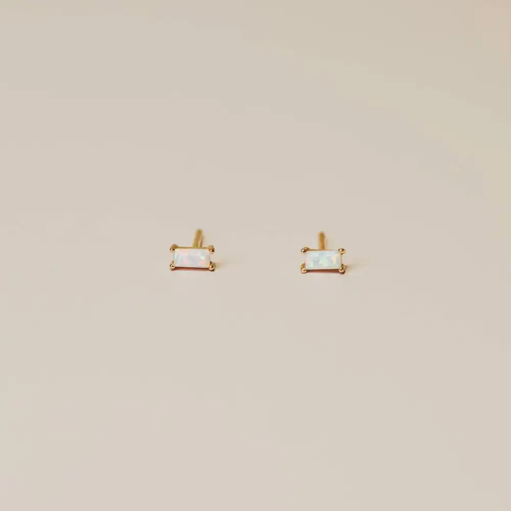 Baguette Accent Stud Earrings