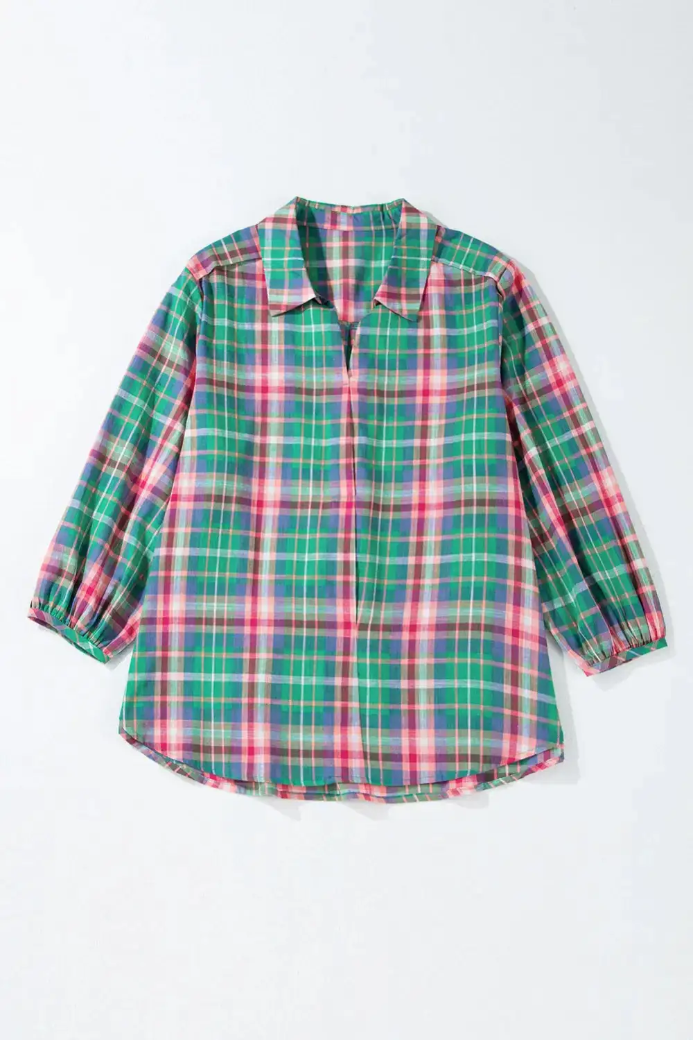 Plaid Collared Relaxed Fit Shirt Blouse