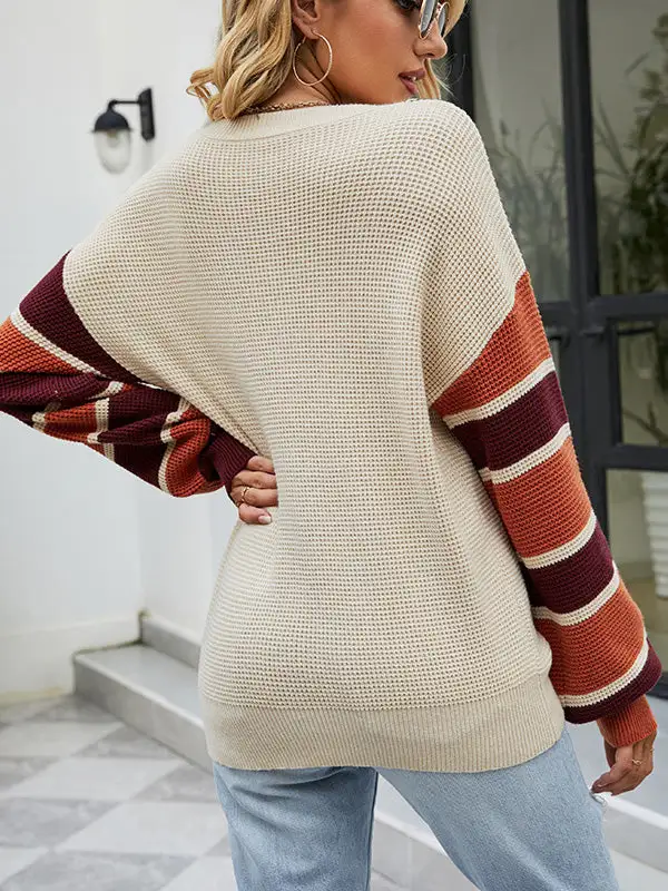 Everyday Women's Striped V-Neck Relaxed Sweater