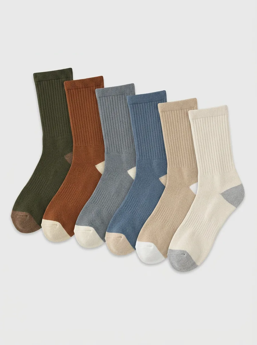 Earth Tone Comfort Six-Pair Ribbed Sock Pack