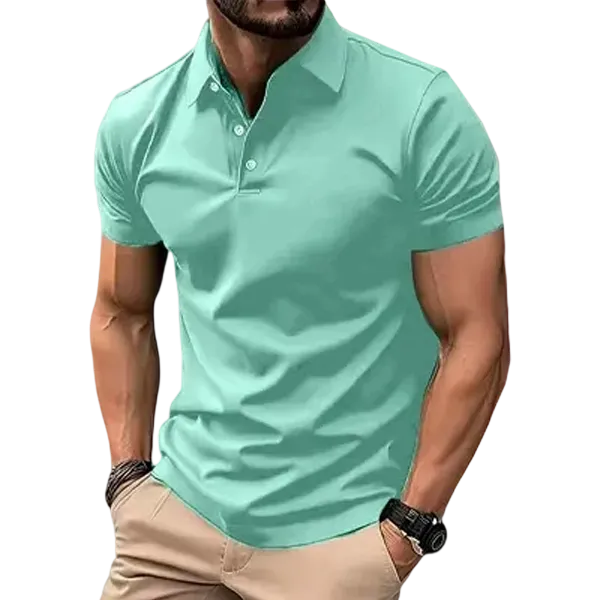 Men’s Casual Business Polo Shirts, Simple and Comfortable, Skin-Friendly Polyester Fabric with Slight Stretch