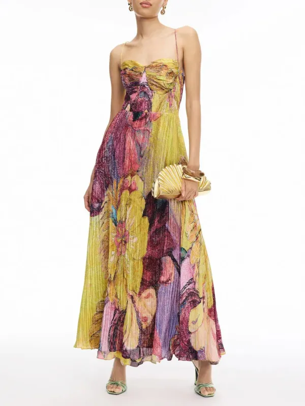 Vintage Art Hand Painted Maxi Dress