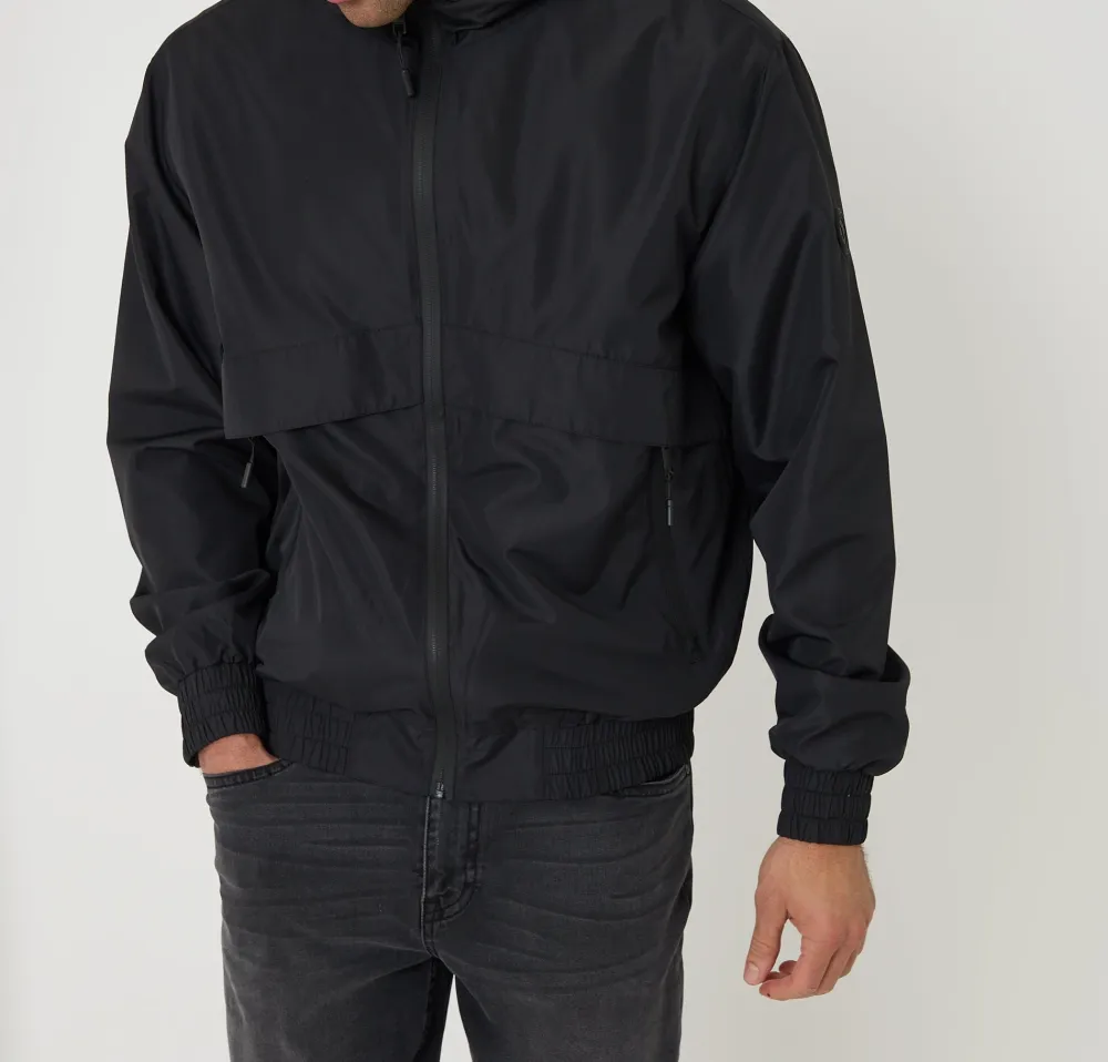 Black Lightweight Hooded Jacket