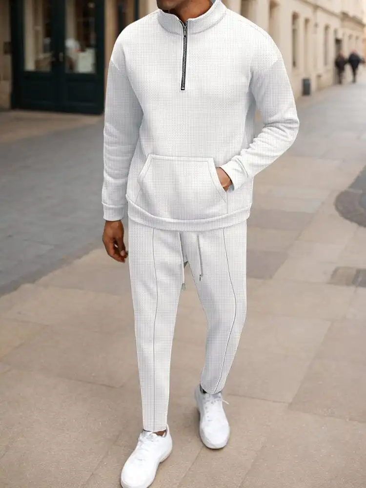 Athleisure Urban Fashion Waffle Matching Set