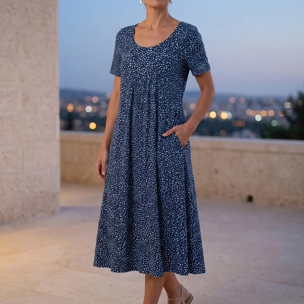 Scoop Neck Soft Casual Dress
