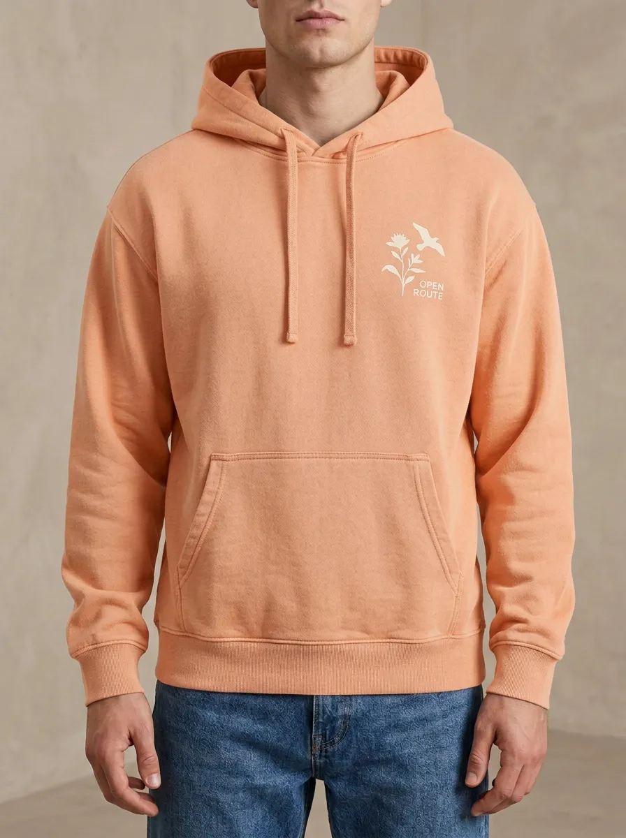 Men's Nature Lover Open Route Bird Flower Print Hoodie