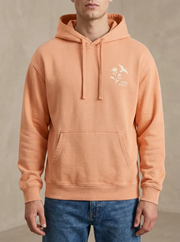 Men's Nature Lover Open Route Bird Flower Print Hoodie