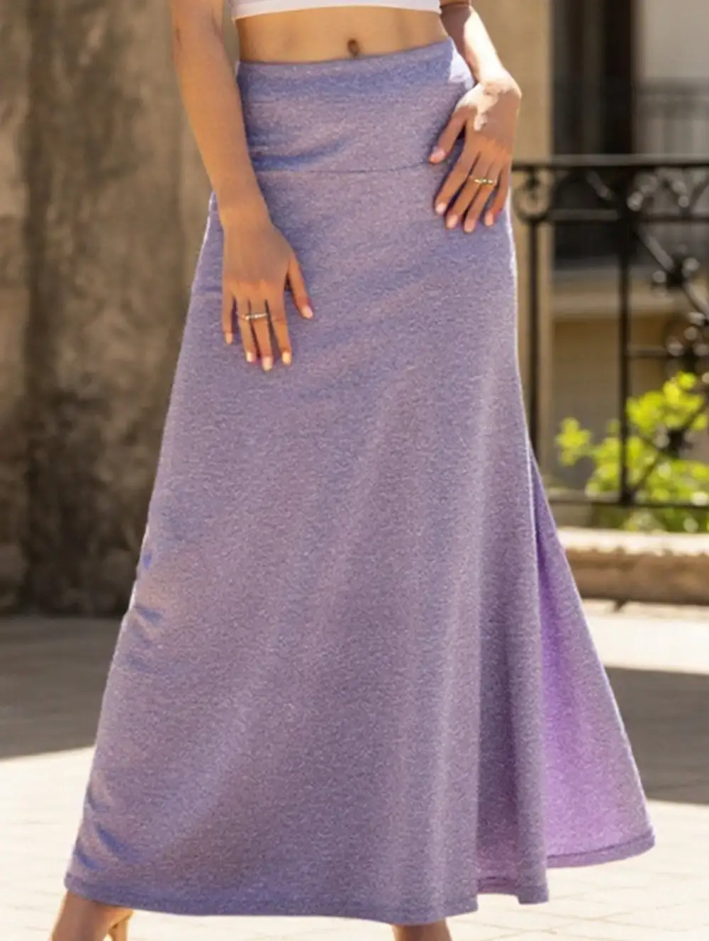 Knit High Waist Midi Skirt