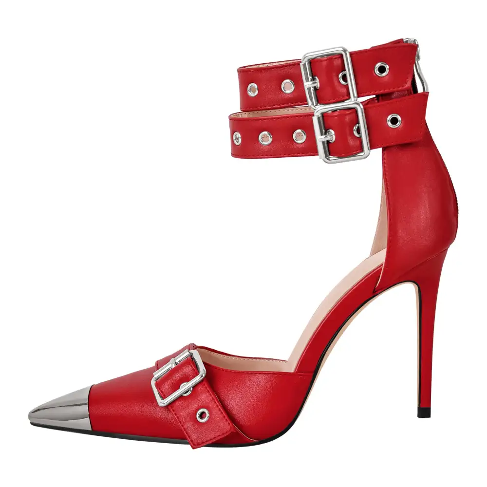 Modern Pointed Toe Stiletto Ankle Strap Pumps