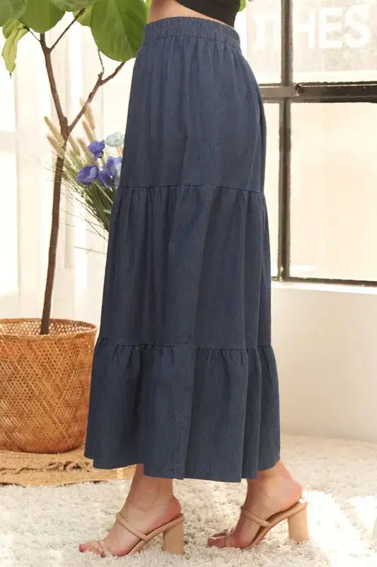 Tiered Denim Skirt