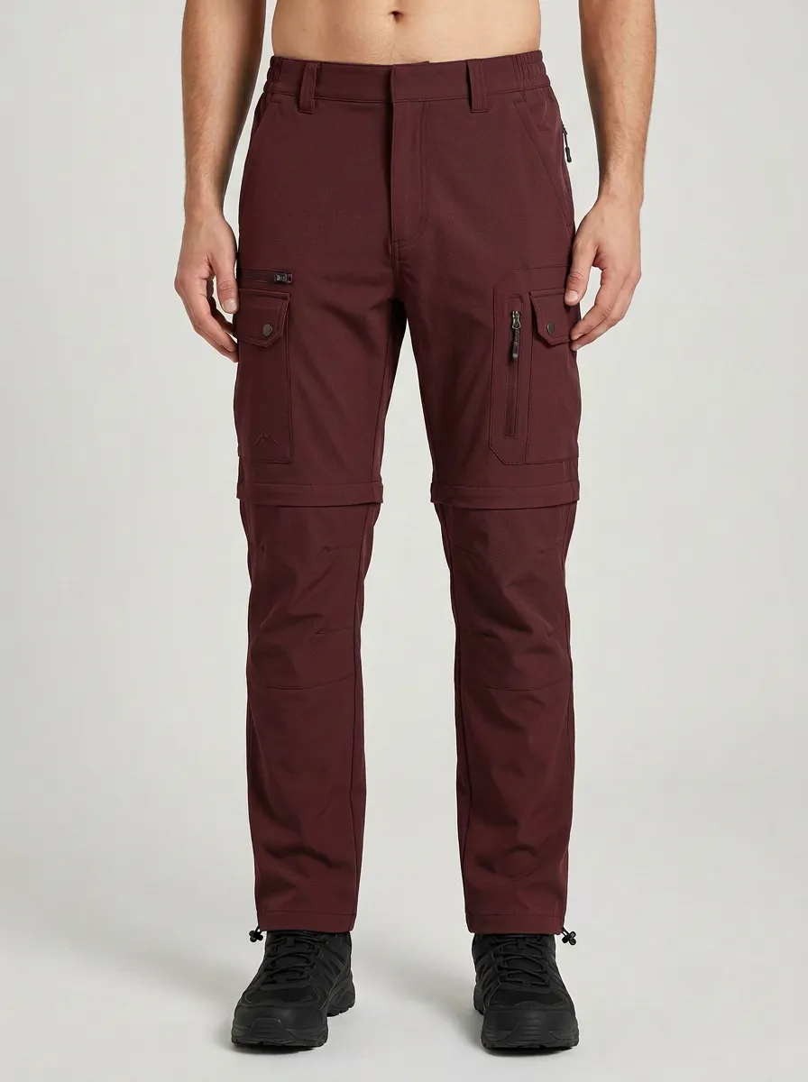 Men's Expedition Travel Multi-Pocket Waterproof Zip-Off Tactical Cargo Pants
