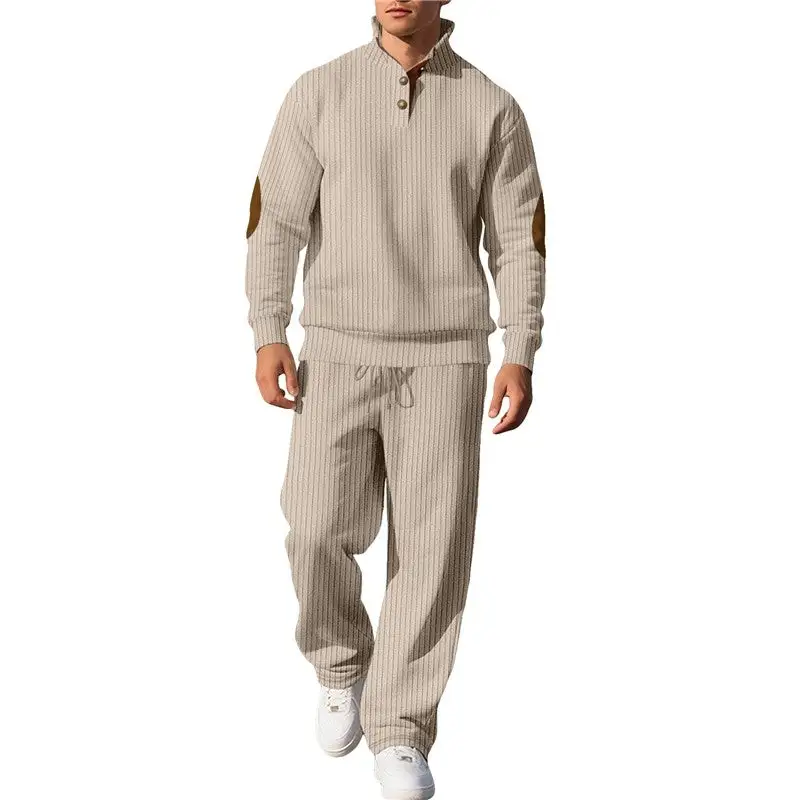 Casual Ribbed Hoodie Sweatpants Set