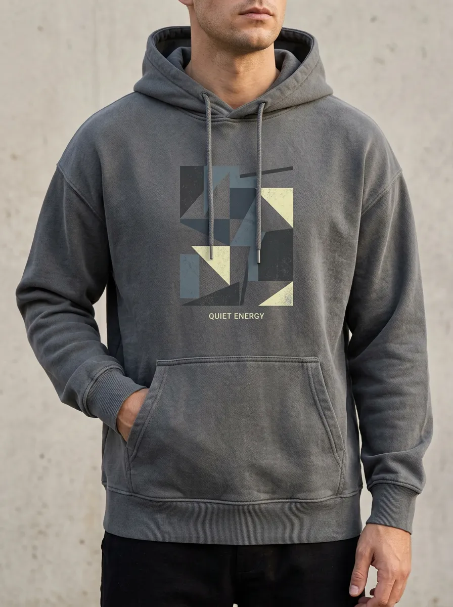 Men's Minimalist Geometric Quiet Energy Print Hoodie