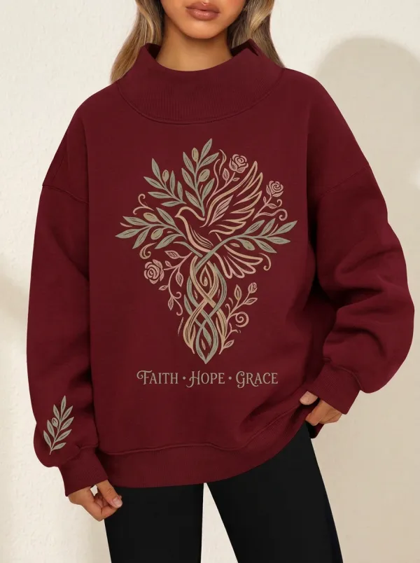 Women's Graceful Wildflower Heather Grey Grace Hope Grace Hope Mock Neck Sweatshirt