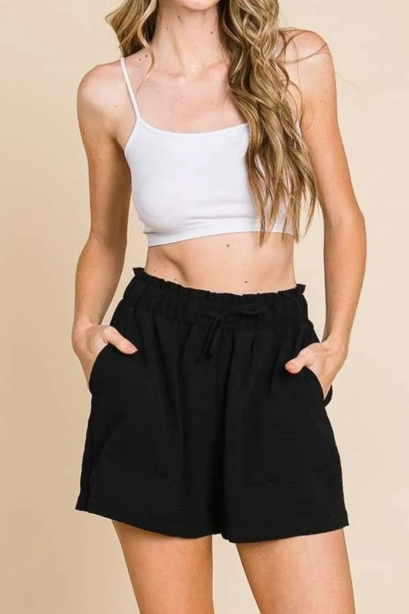 High Waist Paper Bag Shorts