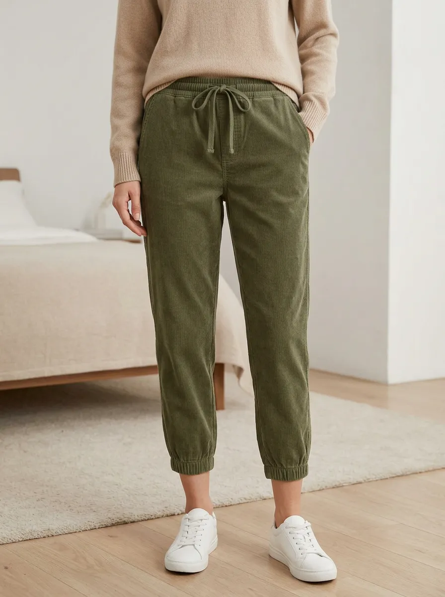 Women's Drawstring Corduroy Jogger Pants