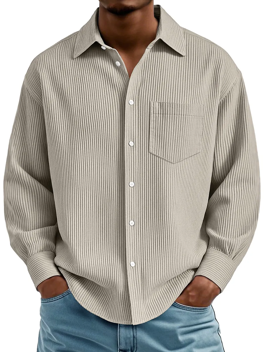 Ribbed Knit Pocket Shirt