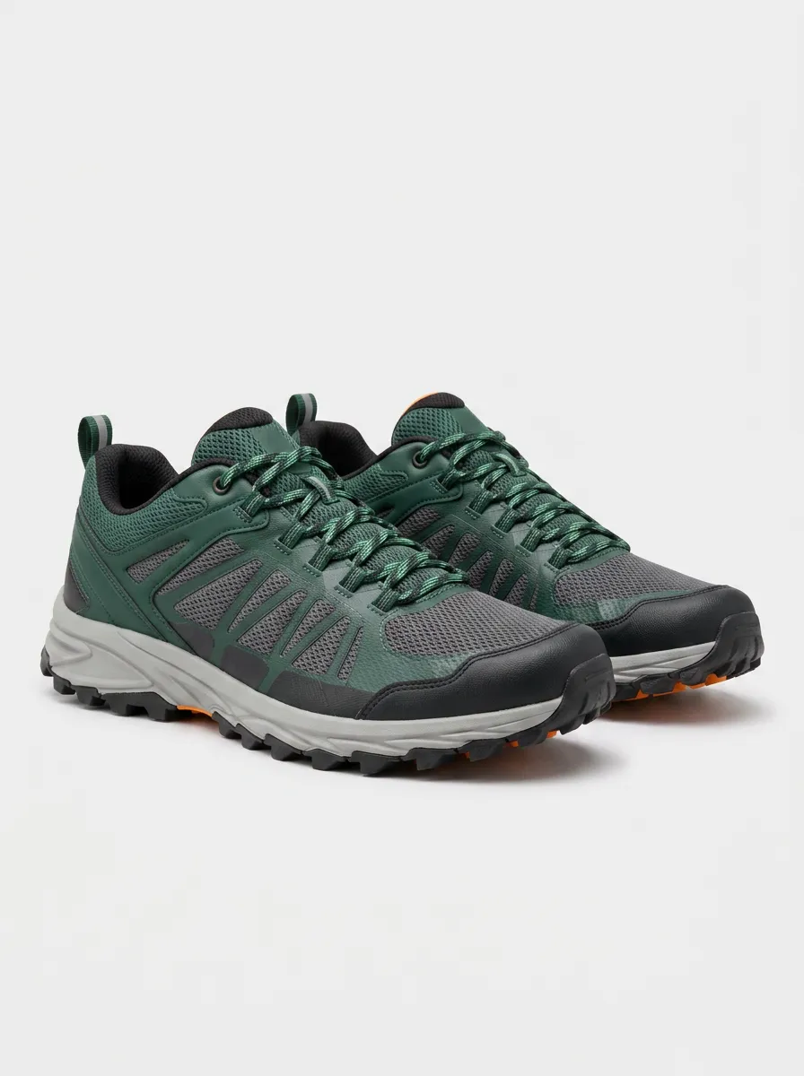 Men's Outdoor Hiking Forest Green Mesh Printed Shoes