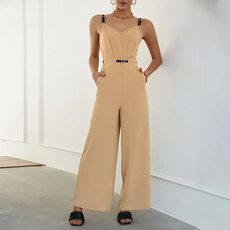 Elegance Printed Sleeveless Waist-Tie Jumpsuit