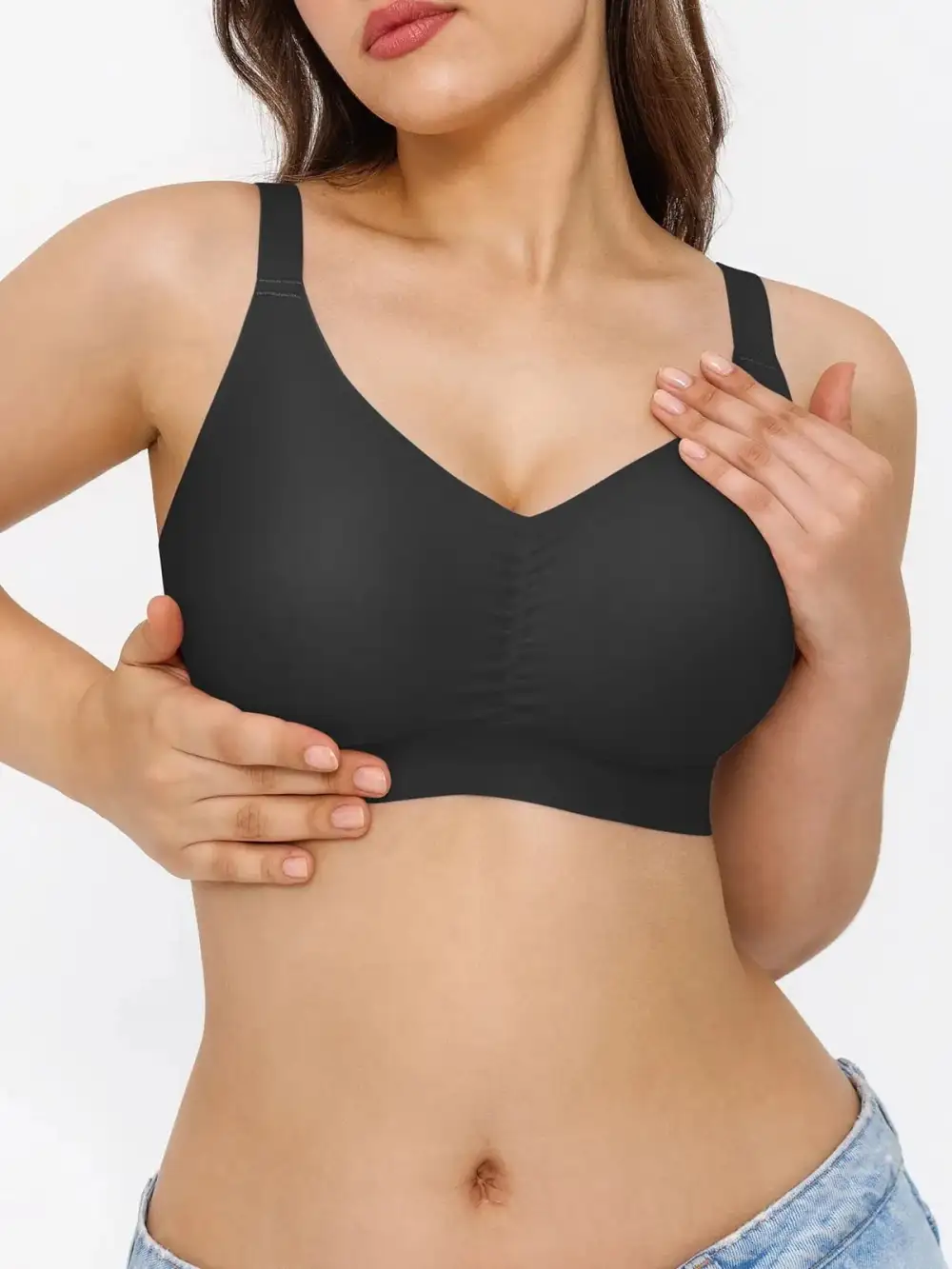 Seamless Wireless Ruched Comfort Bra