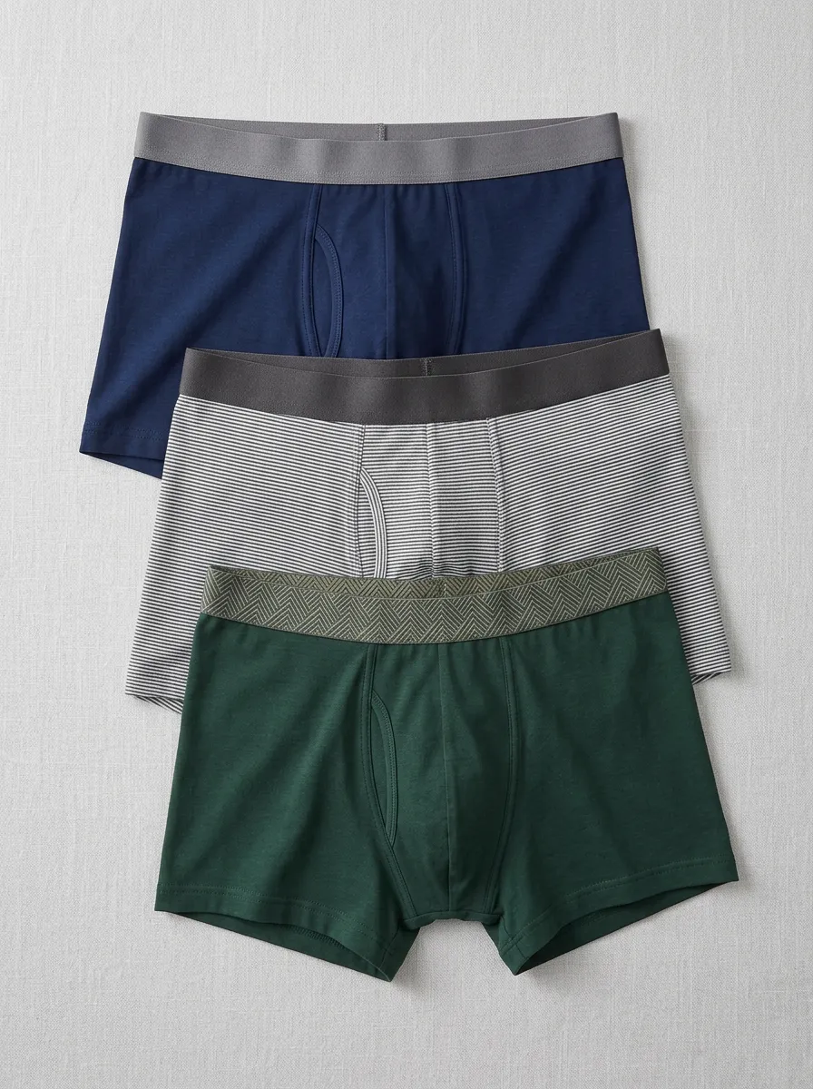 Men's Multi-Pack Striped and Solid Patterned Boxer Briefs Underwear Set