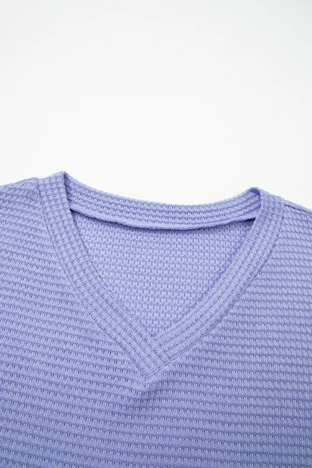 Wisteria Waffle V Neck Short Sleeve Top