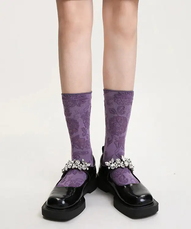 Versatile Jacquard Cotton Crew Socks