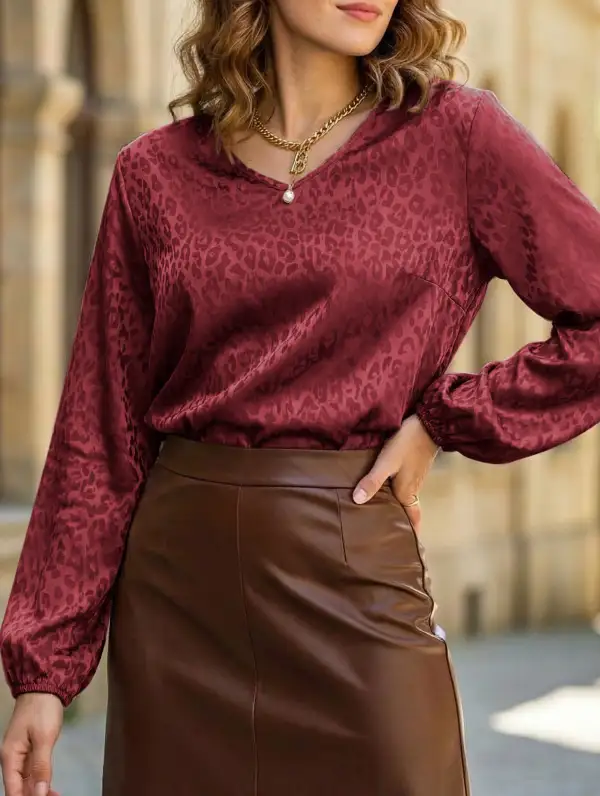 Leopard Print V Neck Top