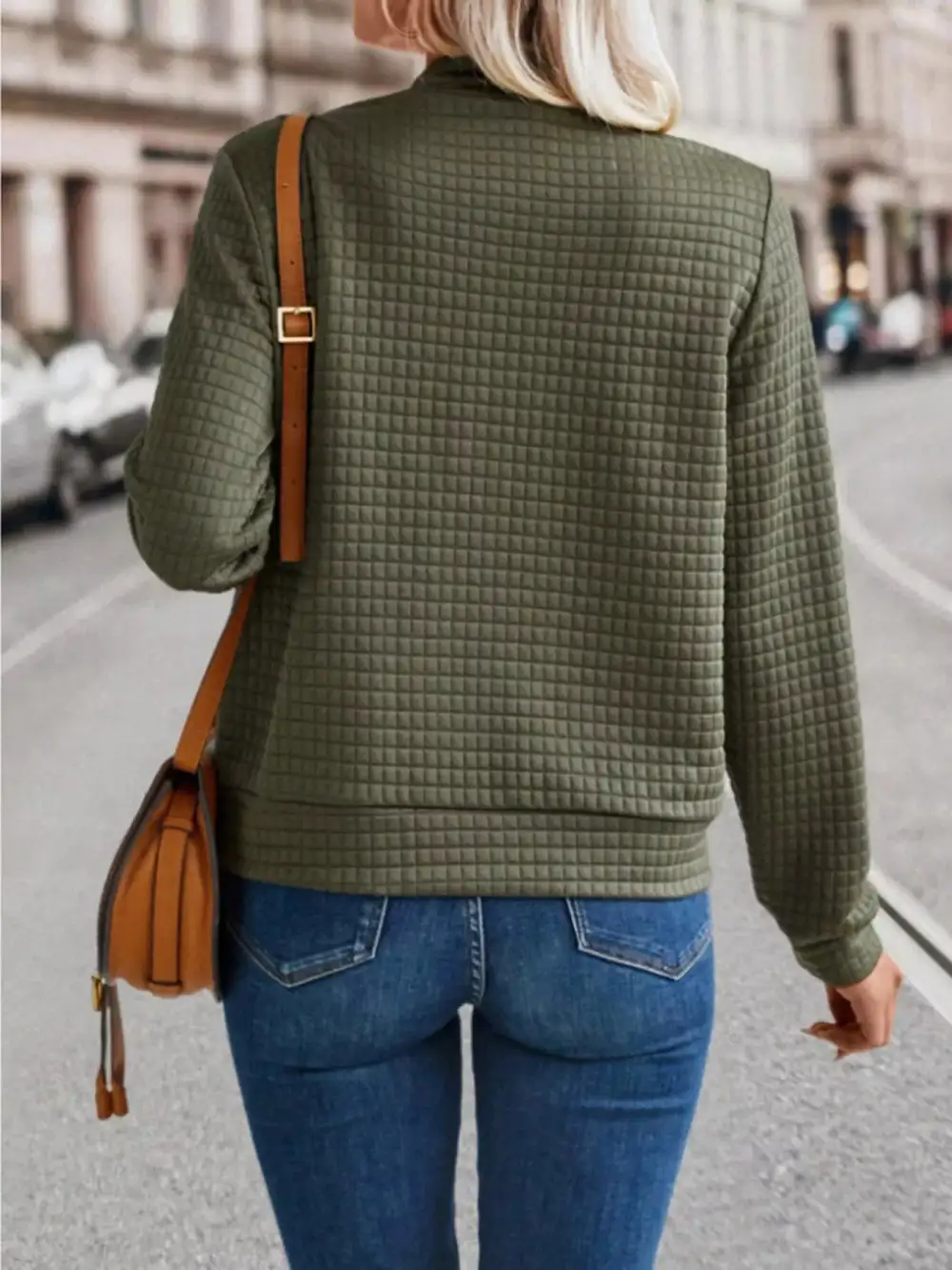 Textured Zip-up Long Sleeve Jacket