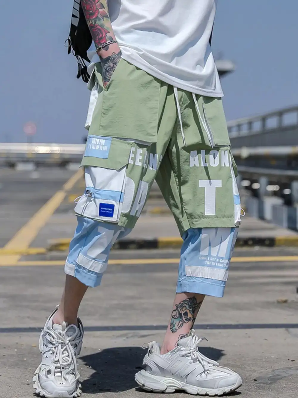 Men's Plus Size Color Block Cargo Pants